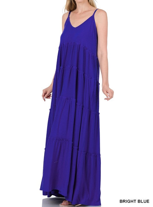 V-Neck Tiered Maxi Dress